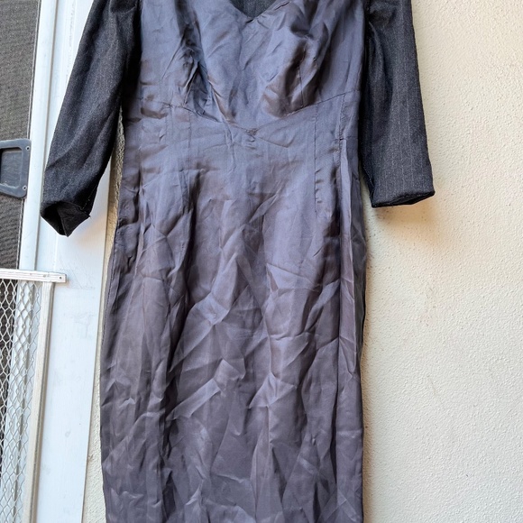 Liz Claiborne grey pinstripe dress size 8 1/2 sleeve - Picture 6 of 9